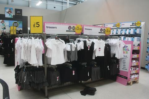 George at Asda has its own entrance, and boasts a back-to-school offer and ‘action alley